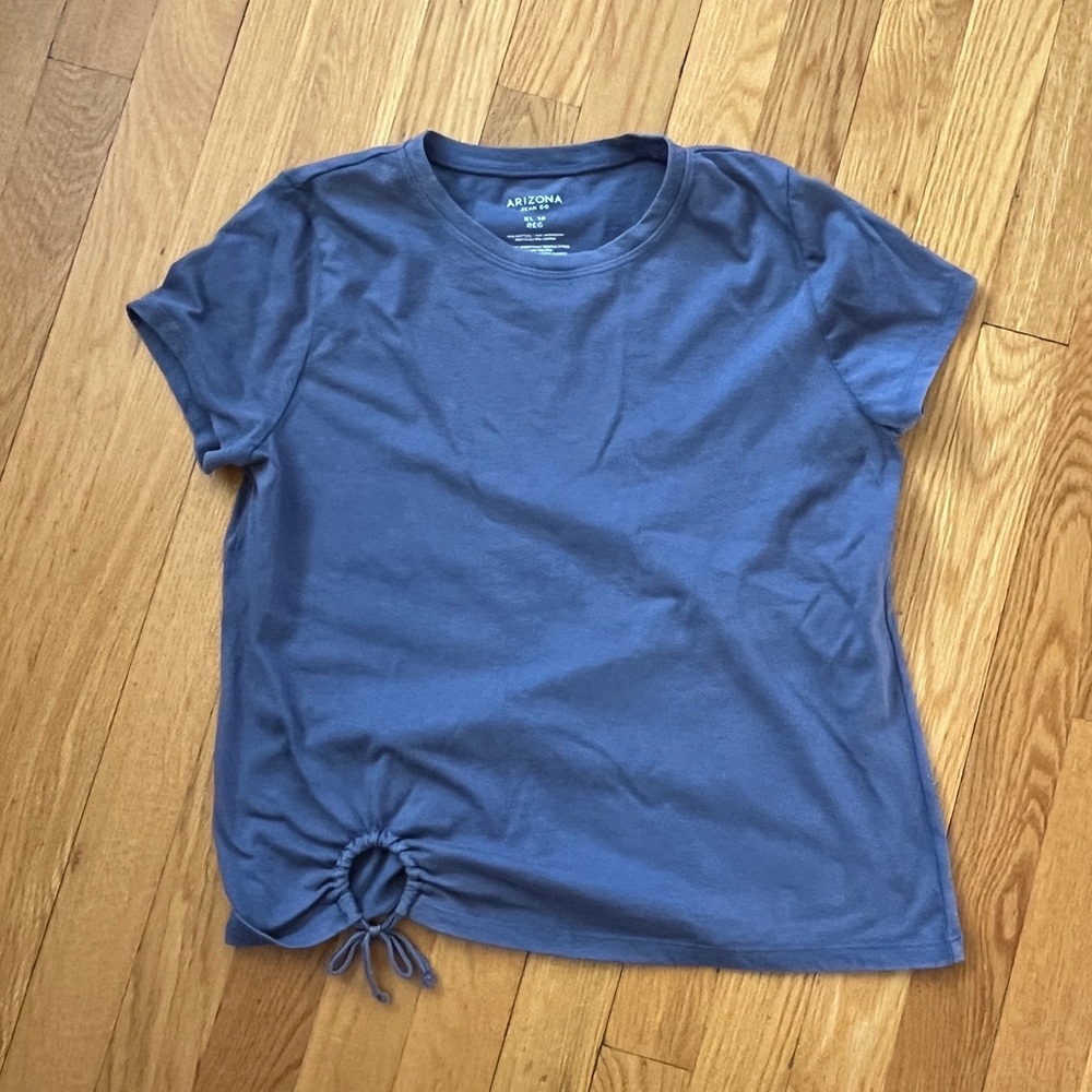 Arizona Blue Ruched T-Shirt Cut Out Detail at Waist Girls size 16